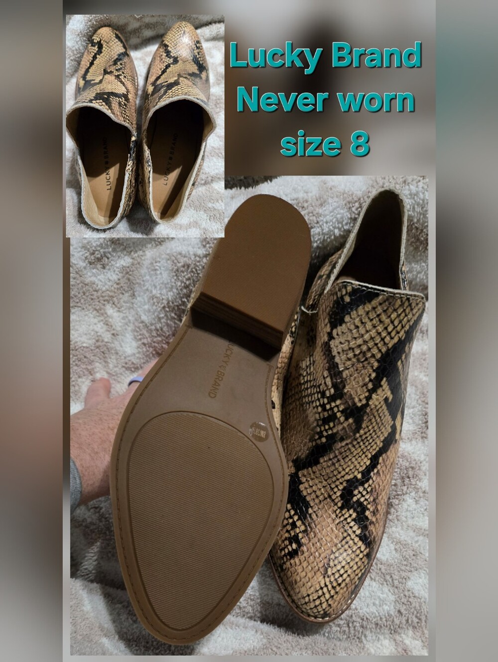 Lucky Brand Snake-Print Slip-On Loafers in Tan and Black